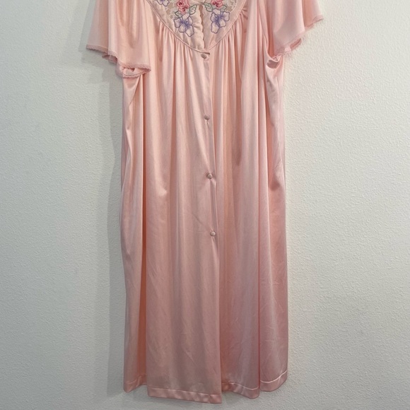 Vanity Fair Vintage Women’s Silk Nightgown Pink Embroidered Lace Trim Size Large - Picture 3 of 14